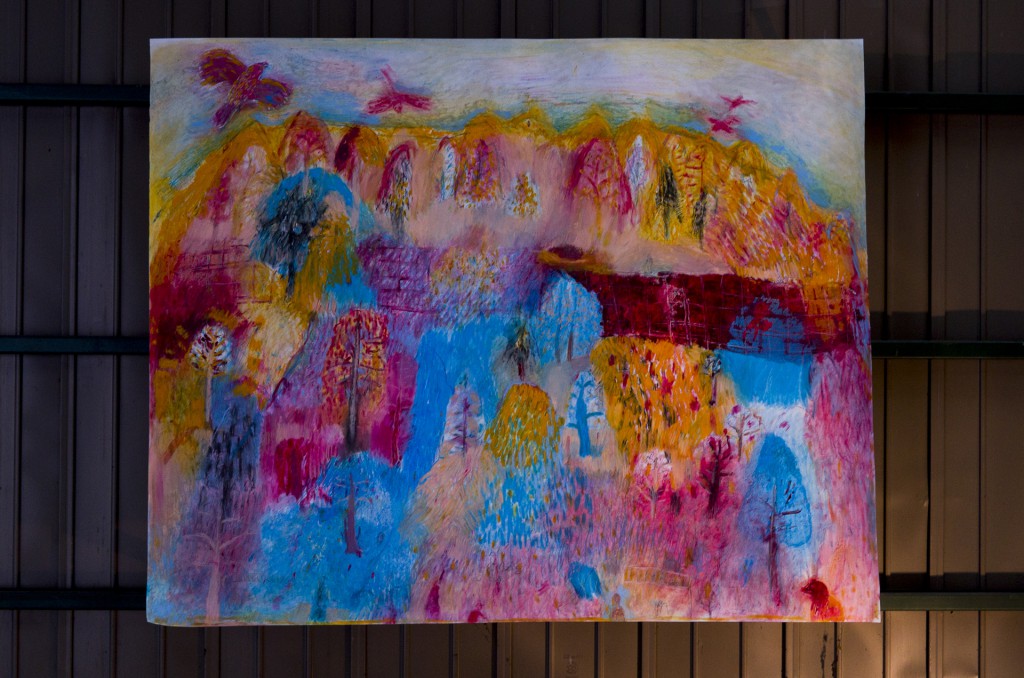 山の絵 Oil pastel,Crayon,Water Gouache on paper 1390 mm high x 1750 mm wide  2015　￥300,000 -